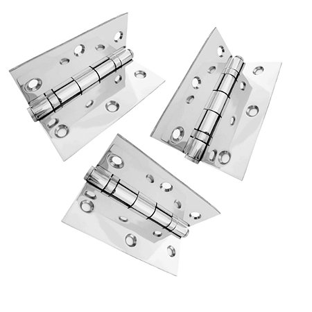 JOGO DE DOBRADIÇA 3,5 X 3 (INOX POLIDO) COM ROLAMENTO - 3UNID.