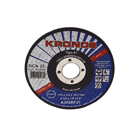 DISCO DE CORTE 4.1/2 X 1/8 X 7/8 KRONOS (UN)