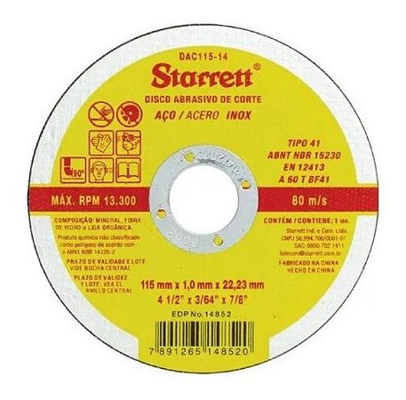 DISCO DE CORTE FINO 4.1/2 X 1.0 X 7/8 STARRETT
