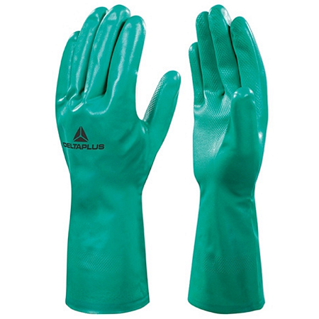Luva nitrílica verde 33cm 9 deltaplus