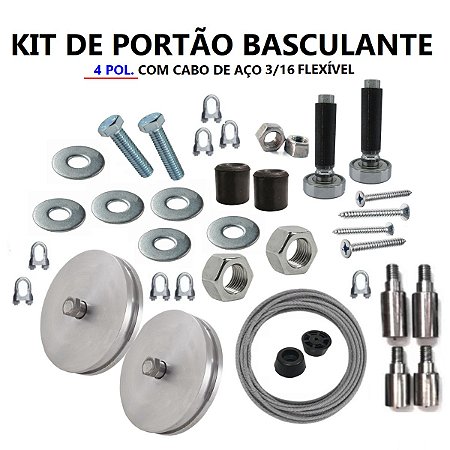 KIT DE PORTAO (BASCULANTE) 4" COM CABO DE ACO 3/16 FLEXIVEL