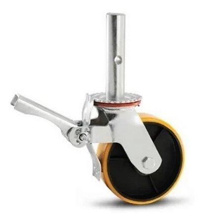 RODA PARA ANDAIME 6X2 COM FREIO, RODA FERRO