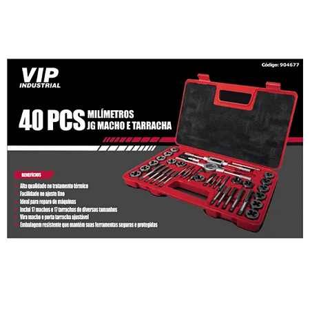 Jogo de machos e tarraxas 40pçs vip industrial