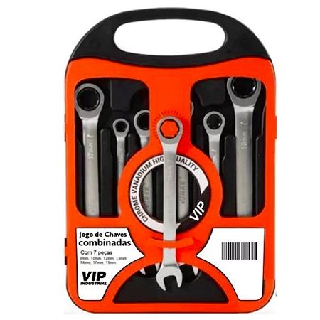Jogo chave combinada catraca 7pcs 8 a 19 vip industrial