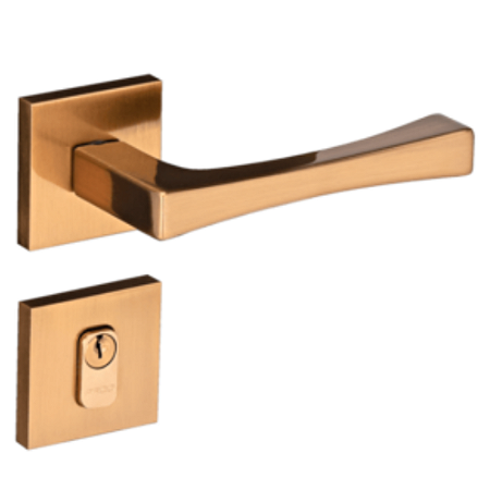 Fechadura pado vivaldi 885 - 55 externa roseta quadrada red gold escovado