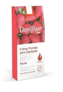 Folhas Prontas para Depilação Facial 24 folhas Morango Depilflax