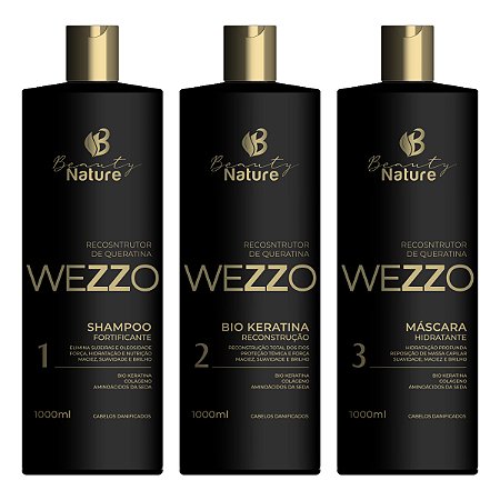 Cauterização Wezzo Beauty Nature Reposição de Queratina 3 Passos 1L