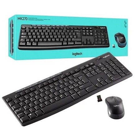 KIT TECLADO E MOUSE PADRAO ABNT2 LOGITECH MK270 SEM FIO WIRELESS
