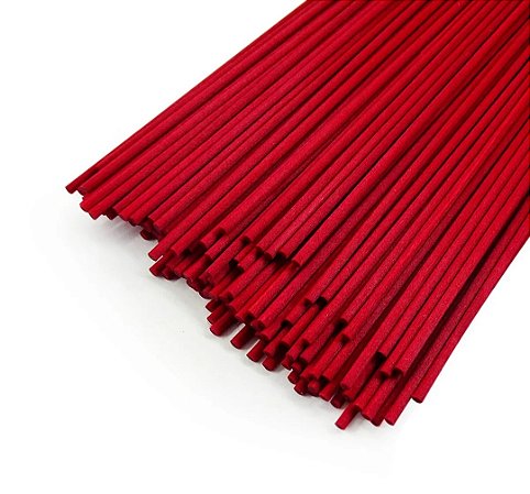 05 Varetas De Fibra De Algodão 25cm Aromatizado Cor Vermelha