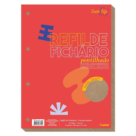 Bloco Refil para Fichário Universitário Credeal Kraft Pontilhado 80g/m² 40 Folhas