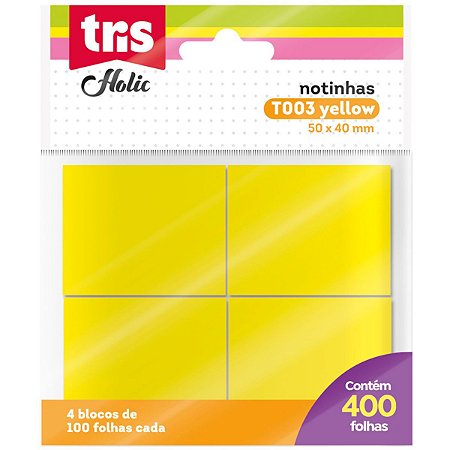 Bloco Notas Adesivas Tris Pop Office T003 Amarelo 50x40mm 100 Folhas