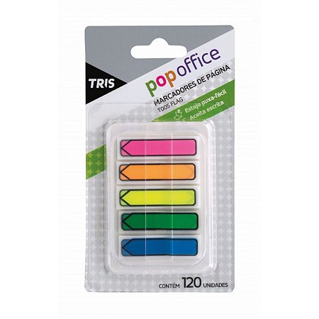 Marca Página Tris Pop Office T005 Flag Com Estojo Puxa Fácil 120 Unidades