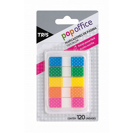 Marca Página Tris Pop Office T005 Decor Bolinhas Com Estojo Puxa Fácil