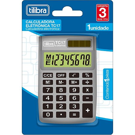 Calculadora de Bolso Eletrônica Cinza TC17 8 dígitos