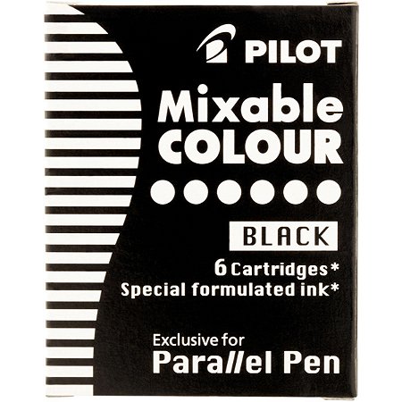 Tinta Refil para Caneta Tinteiro Pilot Parallel Pen e Kakuno Preto Com 6 Cartuchos
