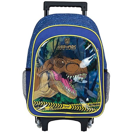 Mochila Escolar com rodinhas Raptor Dinossauro Brw