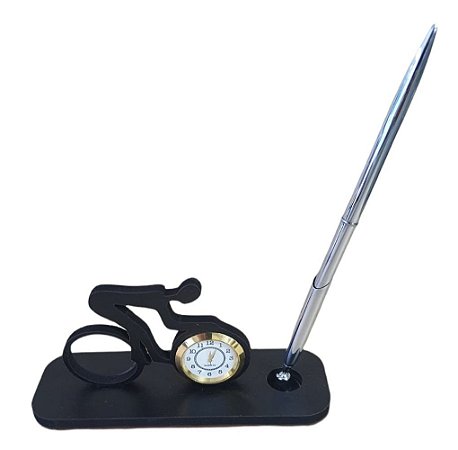 Relógio de Mesa com porta Caneta e caneta inclusa EM MDF Laqueado mod 2