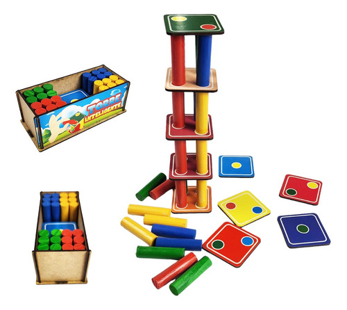 Brinquedo Puzzle Torre Inteligente Educativo Bloco Montar