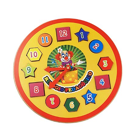 Brinquedo Relogio Pedagogico Infantil Mdf 3 Anos