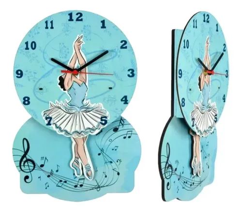 Relógio De Madeira Mdf Parede | Bailarina Azul Balé Dança