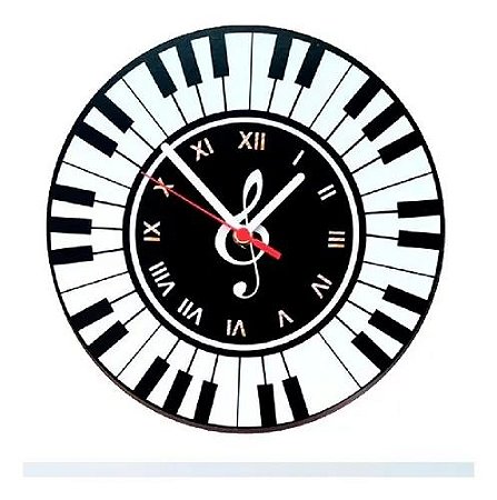 Relógio De Parede Comum Música Notas Piano Circular