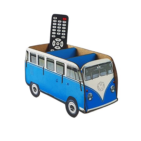 Porta Controle MDF Kombi Azul Em MDF TV