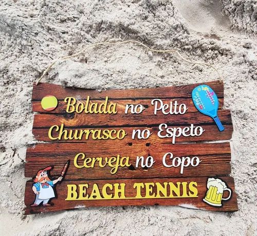 Placa Decorativa Engraçadas Beach Tennis Modelo 1