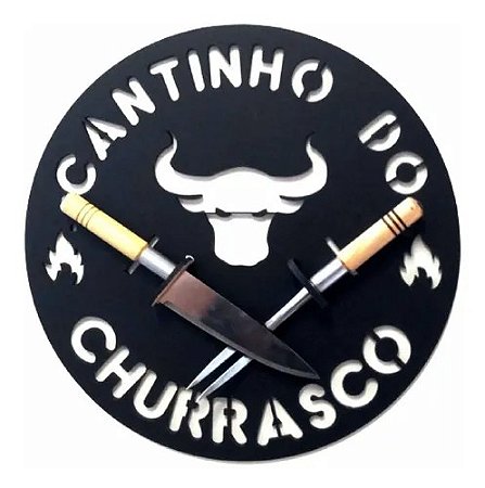 Kit Placa Decorativa Cantinho Do Churrasco + Faca E Garfo