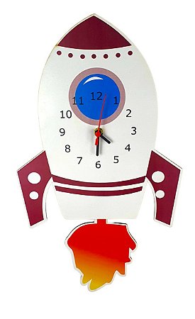 Relógio Infantil Quarto de Criança Com Pêndulo Foguete