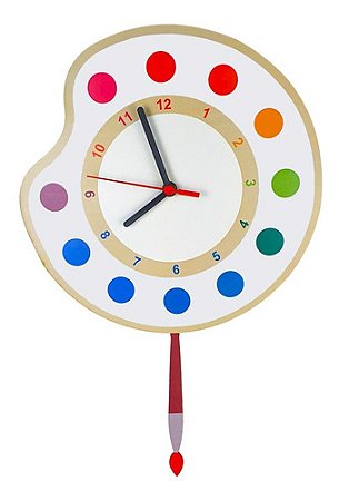 Relógio Infantil Quarto de Criança Infantil Com Pêndulo Pintura Aquarela
