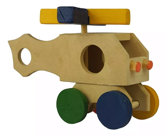 Helicóptero De Madeira MDF Brinquedo Educativo artesanal
