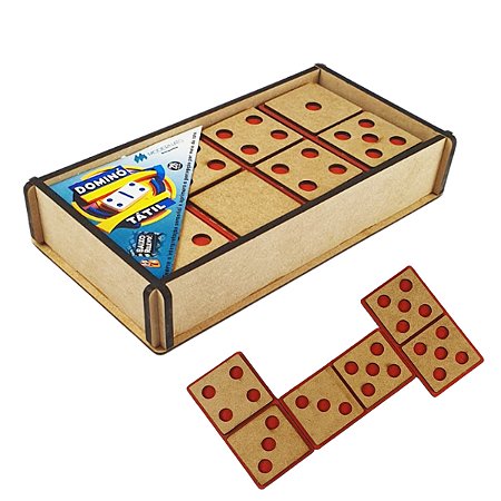 Dominó Tátil Baixo Relevo Vermelho Inclusivo Jogo Educativo