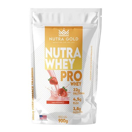 WHEY PRO MORANGO 900G - NUTRA GOLD