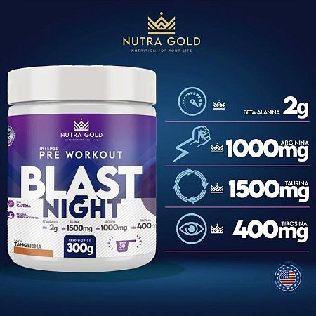 PRE TREINO BLAST NIGHT TANGERINA - 300G - NUTRA GOLD