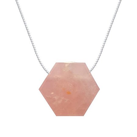 COLAR DIFUSOR PESSOAL AROMATICO FAVO QUARTZO ROSA EM PRATA 925 - NATUREZZA