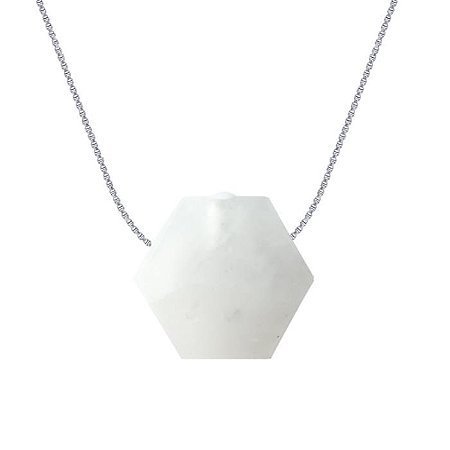 COLAR DIFUSOR PESSOAL AROMATICO FAVO QUARTZO BRANCO ACO INOXIDAVEL  - NATUREZZA