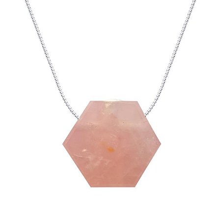 COLAR DIFUSOR PESSOAL AROMATICO FAVO QUARTZO ROSA ACO INOXIDAVEL  - NATUREZZA