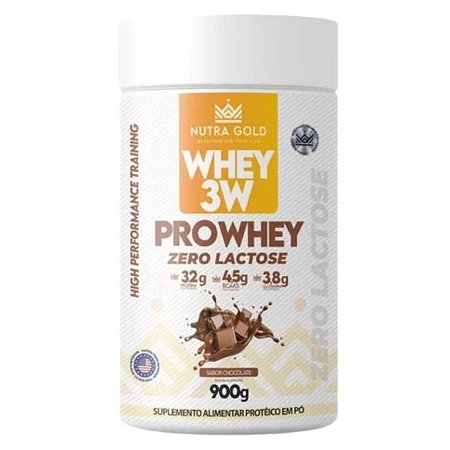 WHEY 3W PRO ZERO LACTOSE CHOCOLATE 900G (POTE) - NUTRA GOLD
