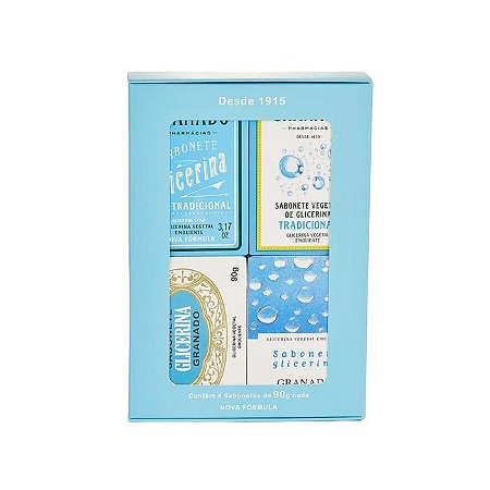 KIT SABONETES HISTORICO DE GLICERINA TRADICIONAL - 4 SABONETES 90G - GRANADO