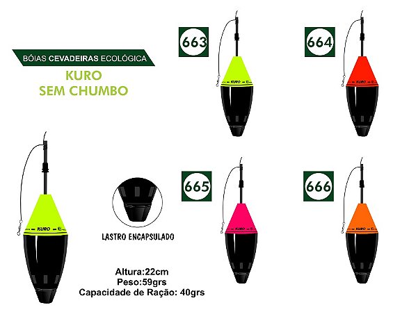 Boia Cevadeira Kuro Ecológica 59g sem chumbo - JR Pesca