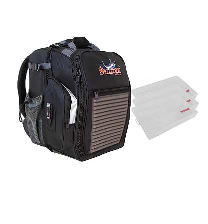 Bolsa Mochila Pesca Sumax Sm-1203 N2 Preta + 3 Estojos