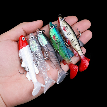 5 Iscas Artificiais Soft Shad Anzol Robalo Tucunaré Traíra