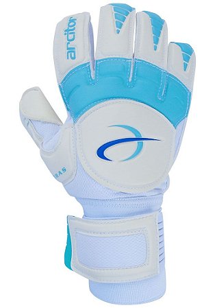 Luvas de Goleiro Arcitor Keras HTEX Flat (Branco Azul Claro) D-SOFT 3mm