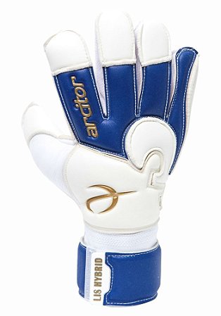 Luvas de Goleiro Arcitor Lis Hybrid (Branco Azul Royal Dourado) SCF Elite