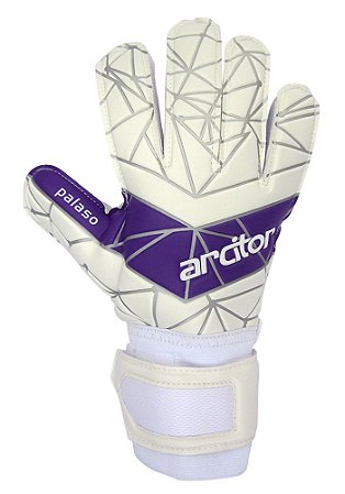 Luvas de Goleiro Arcitor Palaso Flat Semipro (Branco Roxo) D-SOFT 3mm