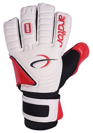 Luvas de Goleiro Arcitor Komino Flat (Branco Vermelho) SCF Elite