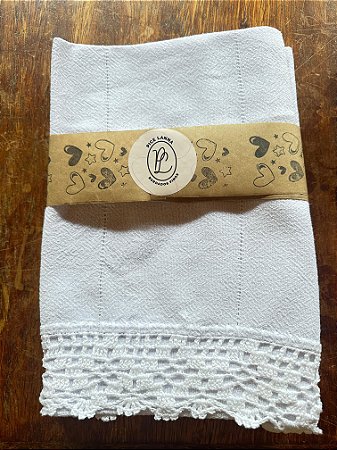 Kit com 3 panos de prato branco - ajour e crochê