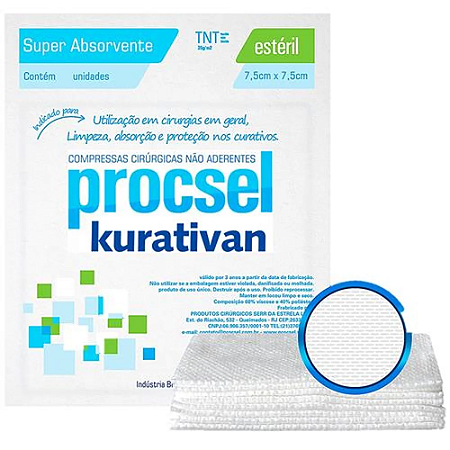 Kit C/ 10 pacotes De Compressa Cirúrgica Estéril Não Aderente PROCSEL