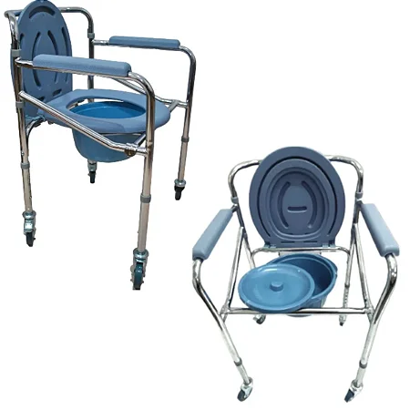 CADEIRA PARA BANHO 4 RODAS COM ASSENTO DOBRAVEL - Suporta 100KG SUPERMEDY