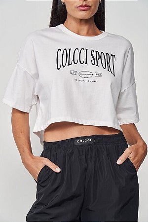 Camiseta Cropped Colcci Sport Algodão Branco